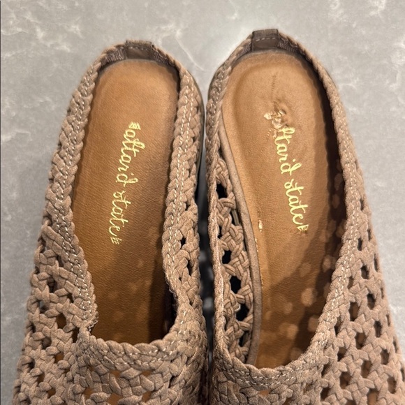 Altar'd State Taupe Mules with Perforated Suede and Low Heel - Picture 2 of 7